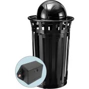 38 gal. Black Steel Slatted Commercial Outdoor Trash Can Receptacle with  Liner