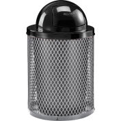 Global Industrial™ Outdoor Diamond Steel Trash Can With Dome Lid, 36 Gallon, Gray