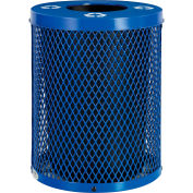 Global Industrial Thermoplastic 36 Gallon Mesh Recycling Receptacle w/Flat Lid - Blue