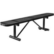 Global Industrial™ 6 ft. Outdoor Steel Flat Bench - Perforated Metal - Black