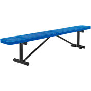 Global Industrial™ 8 ft. Outdoor Steel Flat Bench - Perforated Metal - Blue