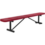 Global Industrial™ 8 ft. Outdoor Steel Flat Bench - Perforated Metal - Red