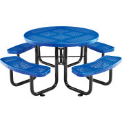Global Industrial™ 46" Round Picnic Table, Perforated Metal, Blue