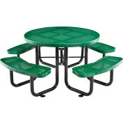 Global Industrial™ 46" Round Outdoor Steel Picnic Table - Perforated Metal - Green