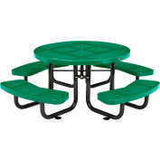 Global Industrial™ 46" Child Size Round Outdoor Steel Picnic Table, Perforated Metal, Green