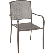 Interion® Outdoor Café Stacking Armchair, Steel Mesh, Bronze, 2 Pack