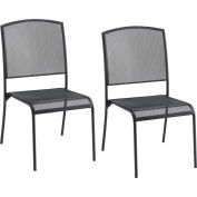 Interion® Outdoor Café Armless Stacking Chair, Steel Mesh, Black, 2 Pack