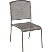 Interion® Outdoor Café Armless Stacking Chair, Steel Mesh, Bronze, 2 Pack