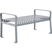 Global Industrial™ 4' Outdoor Steel Slat Park Bench, Backless, Gray