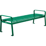 Global Industrial 8' Outdoor Steel Slat Park Bench, Backless, Green