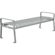 Global Industrial™ 8' Outdoor Steel Slat Park Bench, Backless, Gray