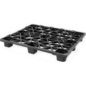 Nestable Open Deck Pallet, Plastic, 4-Way Entry, 48" x 40", 8800 Lb Static Capacity, Black