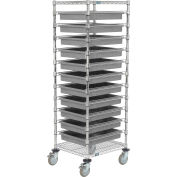 Global Industrial™ Chrome Wire Cart With (11) 3"H Gray Grid Containers, 21x24x69
