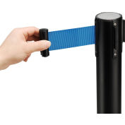 Global Industrial™ Black 39"H Retractable Stanchion With 6-1/2 Ft Blue Belt