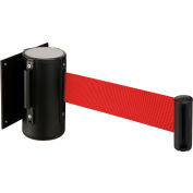Global Industrial™ Black Wall Mount 79" Red Retractable Belt Barrier With Receiver