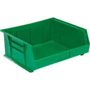 Global™ Plastic Stackable Bin 16-1/2 x 14-3/4 x 7, Green - Pkg Qty 6