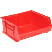 Global Industrial Plastic Stack & Hang Bin, 16-1/2"W x 14-3/4"D x 7"H, Red - Pkg Qty 6