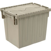 Global Industrial Plastic Attached Lid Shipping & Storage Container DC1813-15 18x13x15 Gray