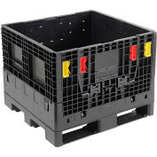 Global Industrial Folding Bulk Shipping Container, 32"Lx30"Wx25"H, 1800 Lb. Capacity, Black