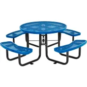 Global Industrial&#153; 46&quot; Round Picnic Table, Expanded Metal, Blue