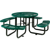 Global Industrial 46" Round Picnic Table, Expanded Metal, Green