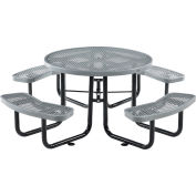 Global Industrial&#153; 46&quot; Round Picnic Table, Expanded Metal, Gray