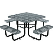 Global Industrial 46" Square Picnic Table, Expanded Metal, Gray