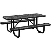 Global Industrial 6' Rectangular Picnic Table, Expanded Metal, Black