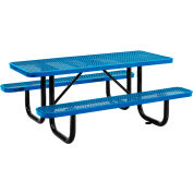 Global Industrial&#153; 6' Rectangular Picnic Table, Expanded Metal, Blue