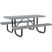 Global Industrial 6' Rectangular Picnic Table, Expanded Metal, Gray