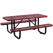 Global Industrial 6' Rectangular Picnic Table, Expanded Metal, Red