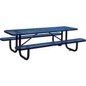 Global Industrial 8' Rectangular Picnic Table, Expanded Metal, Blue