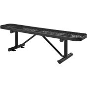 Global Industrial 6' Outdoor Steel Flat Bench, Expanded Metal, Black