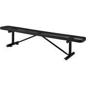 Global Industrial 8' Outdoor Steel Flat Bench, Expanded Metal, Black