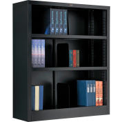 Interion® All Steel Bookcase 36" W x 12" D x 42" H Black 3 Openings