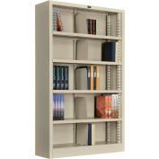 Interion® All Steel Bookcase 36" W x 12" D x 60" H Putty 5 Openings