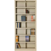 Interion® All Steel Bookcase 36" W x 12" D x 84" H Putty 7 Openings
