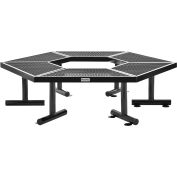 Global Industrial Hexagon Outdoor Tree Bench, Expanded Metal, Black