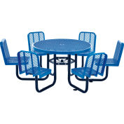 Global Industrial 46" Round Carousel Picnic Table With 6 Seats, Expanded Metal, Blue