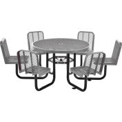 Global Industrial 46" Round Picnic Table w/ 6 Seats, Expanded Metal, Gray