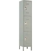 Global Industrial&#153; Infinity&#174; 3-Tier 3 Door Locker, 15&quot;W x 21&quot;D x 78&quot;H, Gray, Unassembled