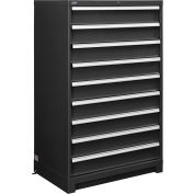 Global Industrial Modular Drawer Cabinet, 9 Drawers, w/Lock, w/o Dividers, 36"Wx24"Dx57"H BLK