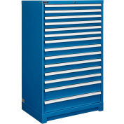 Global Industrial Modular Drawer Cabinet, 14 Drawers, w/Lock, w/o Dividers, 36"Wx24"Dx57"H BL