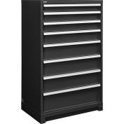 Global Industrial Modular Drawer Cabinet, 8 Drawers, w/Lock, w/o Dividers, 36"Wx24"Dx57"H BLK