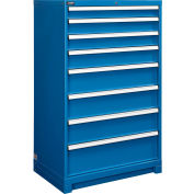 Global Industrial Modular Drawer Cabinet, 8 Drawers, w/Lock, w/o Dividers, 36"Wx24"Dx57"H Blue