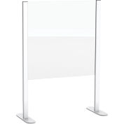 Global Industrial™ Cashier Shield 48"W X 36"H, With Racetrack Base, Silver