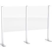 Global Industrial™ Cashier Shield 48"Wx24"H W/ Racetrack Base And Center Racetrack Base Silver