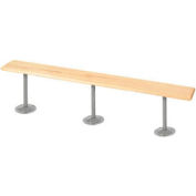 Global Industrial Locker Bench Hardwood Top w/Steel Tube Pedestals, Bolt Down, 96 x 9-1/2 x 17