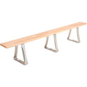 Global Industrial Locker Bench Hardwood Top w/SS Trapezoid Pedestals, Bolt Down 96x9-1/2x17