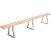 Global Industrial Locker Bench Hardwood Top w/Steel Trapezoid Pedestal, Bolt Down 108x9-1/2x17